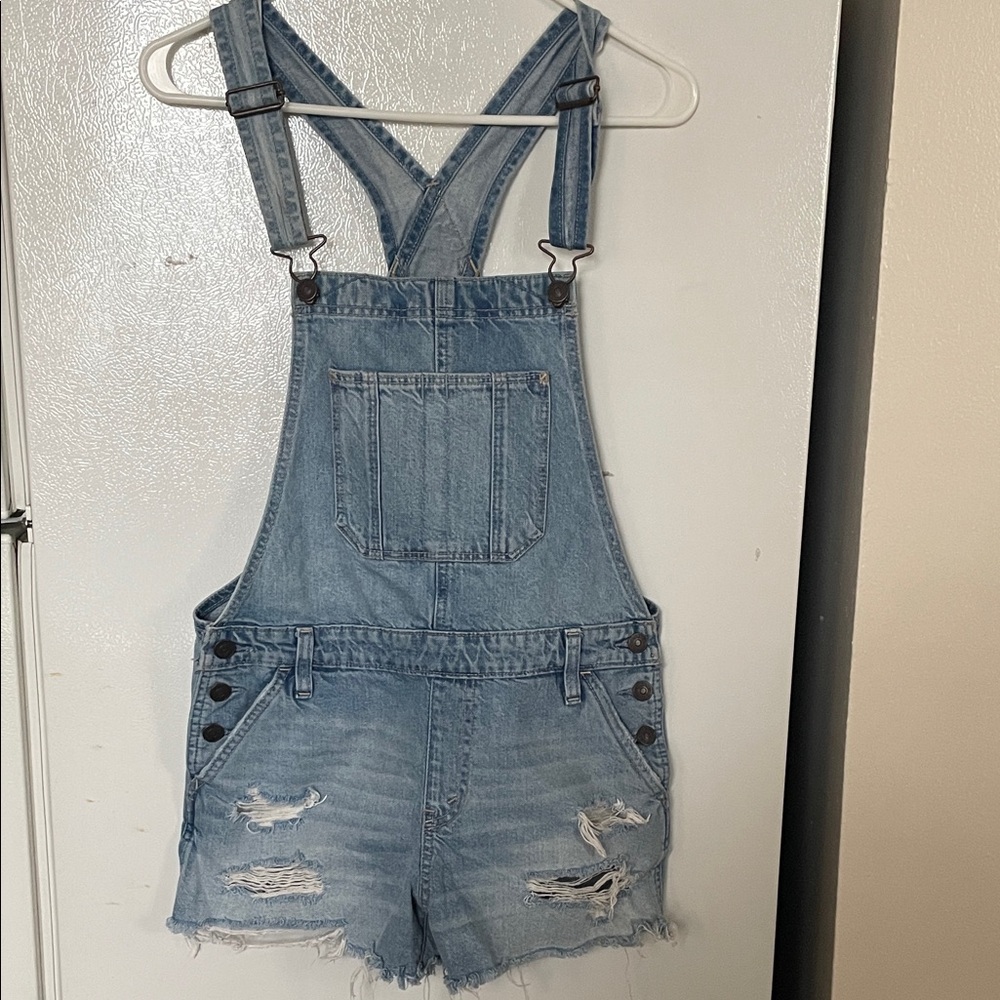 Abercrombie‎ & Fitch Sm 100% Cotton Light Blue Denim Overalls Festival Day Night